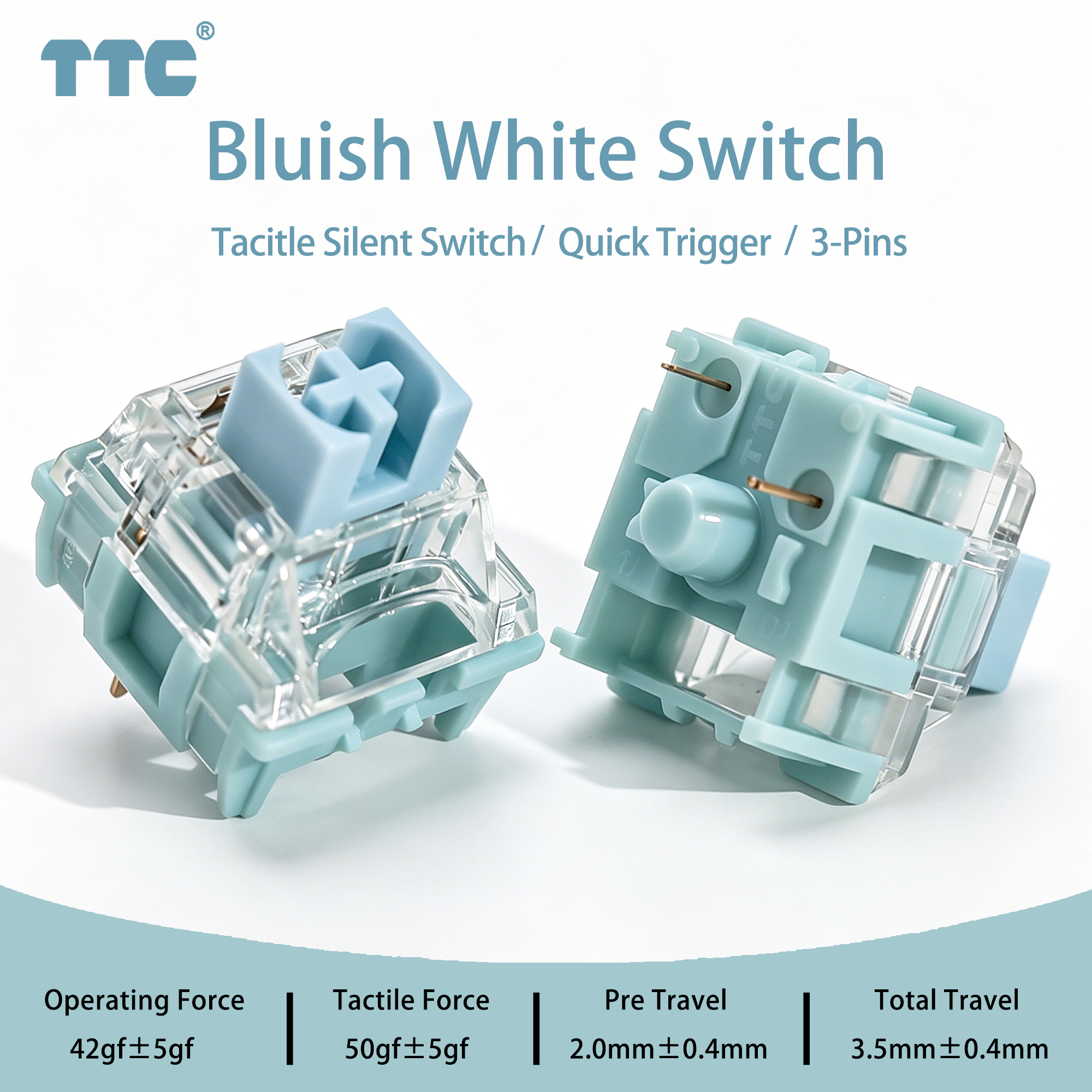 Gaming Accessories White - TTC Bluish White Silent Switch 42gf