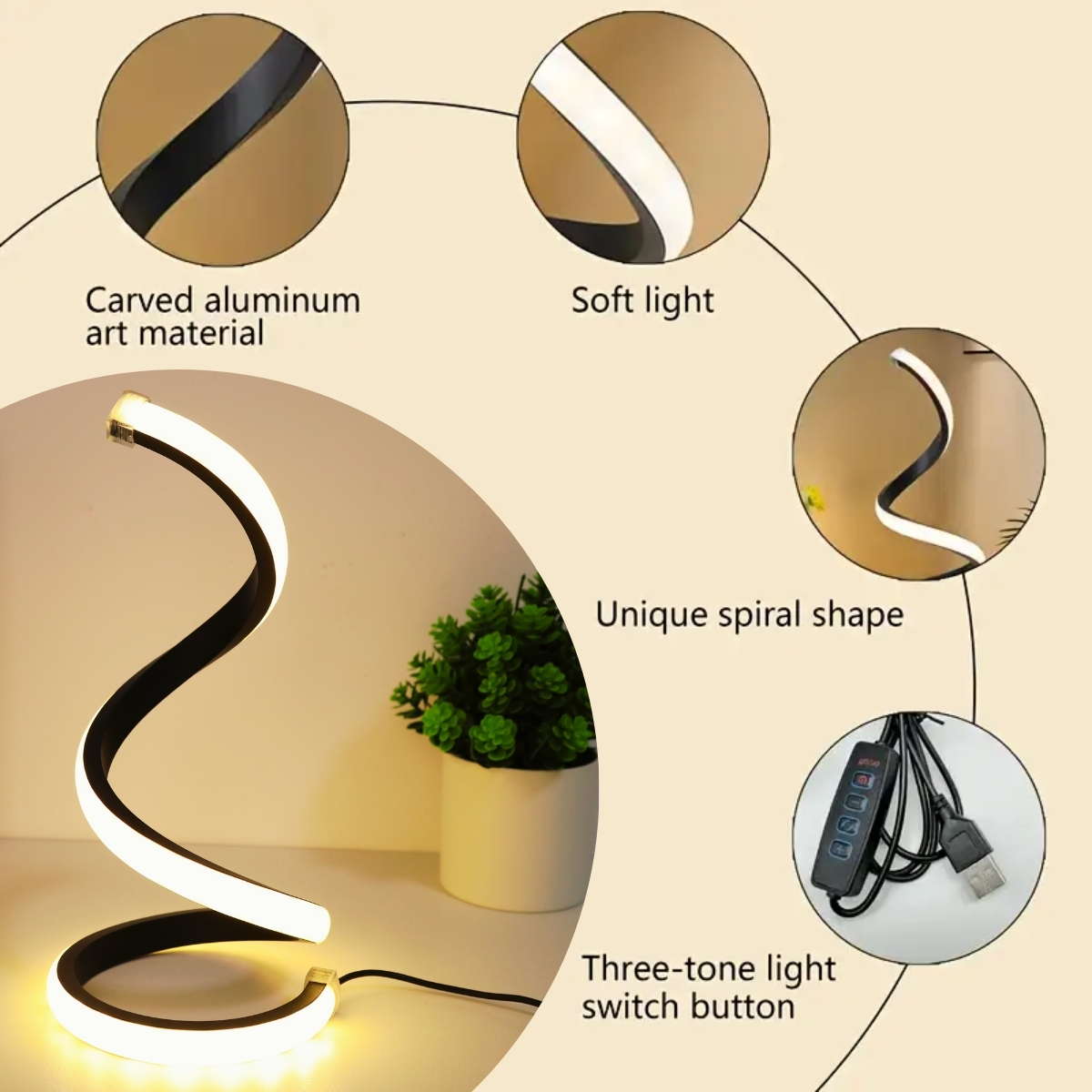 LED spiral desk lamp modern th - đánh giá và giá Gaming Accessories For Bedroom
